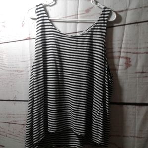 Womens sz 2X stripped tank top back keyhole
